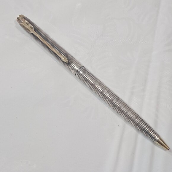 PARKER Cisele Mechanical Pencil Sterling Silver 925 Gold Plated twist crosshatch - Picture 1 of 12